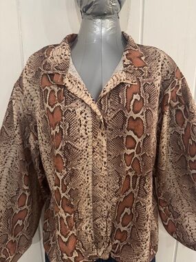 Catherine Malandrino Snake-Print Top in Brown and Cream
